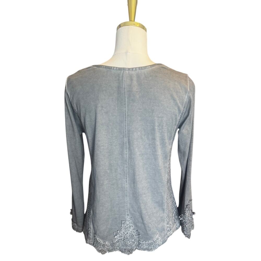 Pretty Angel Lace-Up Crochet Trim Top Gray Boho Fairy Grunge Cottagecore Small - Picture 2 of 6